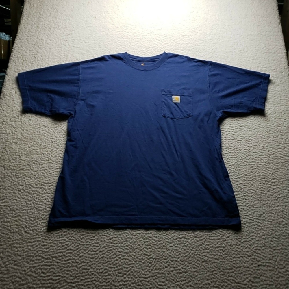 Carhartt Shirt Mens Large Blue Relaxed Fit Pocket Tagless Cotton Jersey Tee